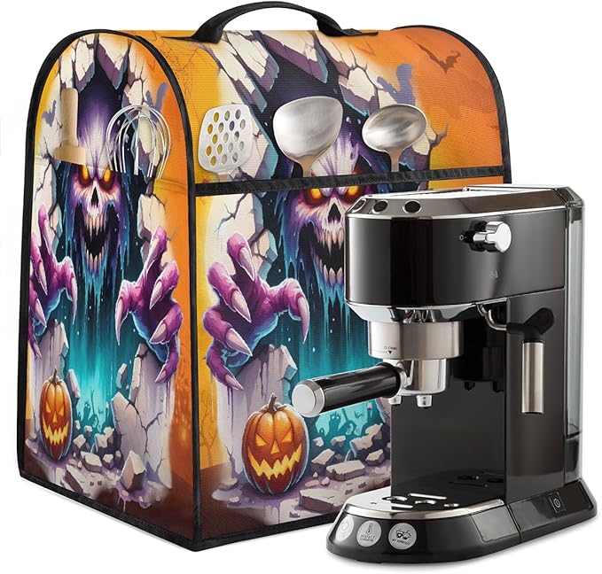 cfpolar Kitchen Aid Mixer Cover Compatible with 6-8 Quarts Halloween Grim Reaper Pumpkin Stand Mixer Cover Kitchen Aid Mixers Accessories Appliance Organizer Bag Dust Covers with Zipper Pocket