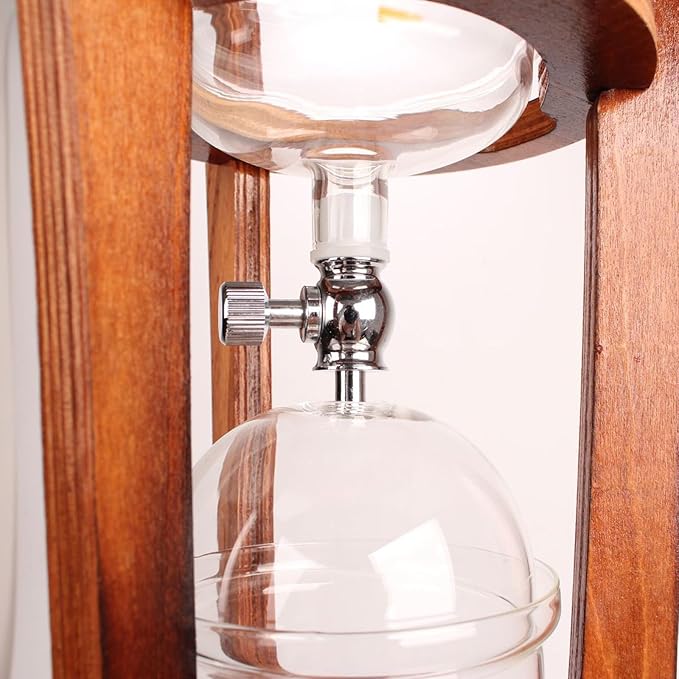 Wooden Triangle Wooden Ice Drip Coffee Maker Cold Brew Drip Coffee Tower Suitable for Home Coffee Shop Cafe and Office 6-8 Cups