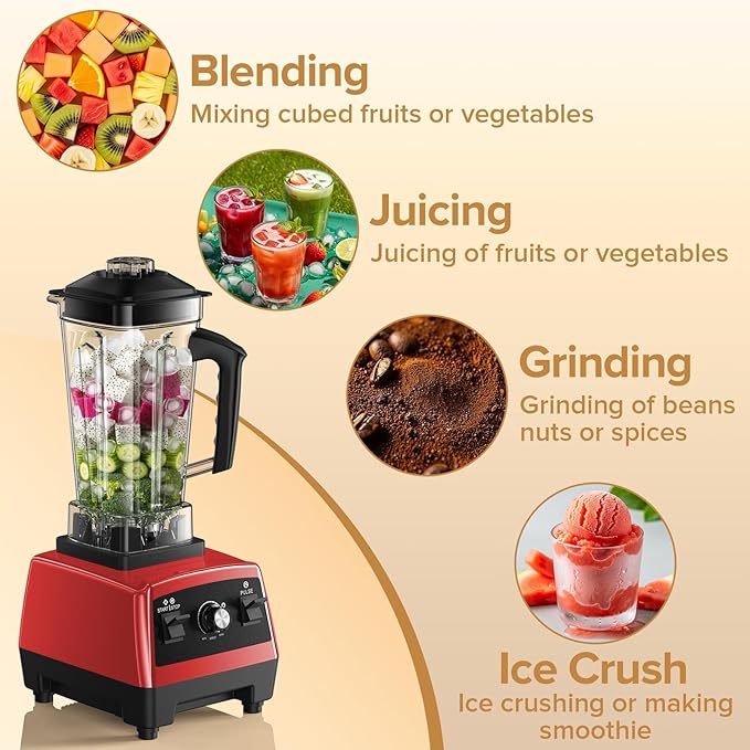 Blender for Smoothies Blenders for Kitchen with 68Oz. Pitcher and 20Oz.Juicer Container Smoothie Blender for Ice Crushing Frozen Fruits Red