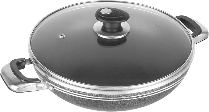 Cooking Pot Non-Stick Aluminium Wok Two Handles with LidFrying pan
