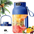 Multifunctional Portable Juicer Cup With Digital DisplayPortable Smoothie Blender on the GoLarge Capacity Portable Blender USB Rechargeablefor Shakes and Smoothies (Blue-26x11cm)