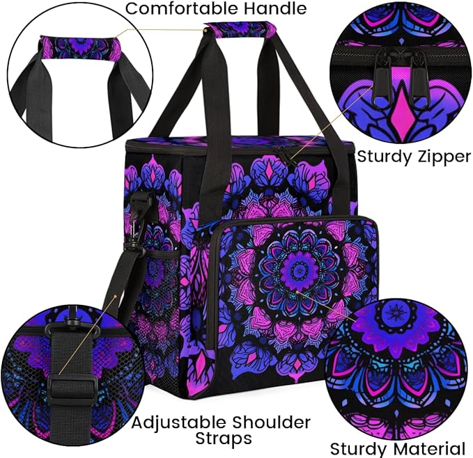 Mandala Circular Coffee Maker Carrying Bag Gradient Mandala Travel Storage Bag Compatible with K-Mini or K-Mini Plus Single Serve Coffee Brewer Carrying Case with Multiple Pockets &amp Shoulder Str