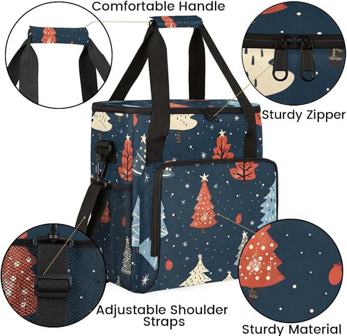 Modern Xmas Tree Coffee Maker Carrying Bag Portable Travel Storage Tote Bag Compatible with K-Mini or K-Mini Plus Single Serve Coffee Brewer Carrying Case with Multiple Pockets &amp Shoulder Strap