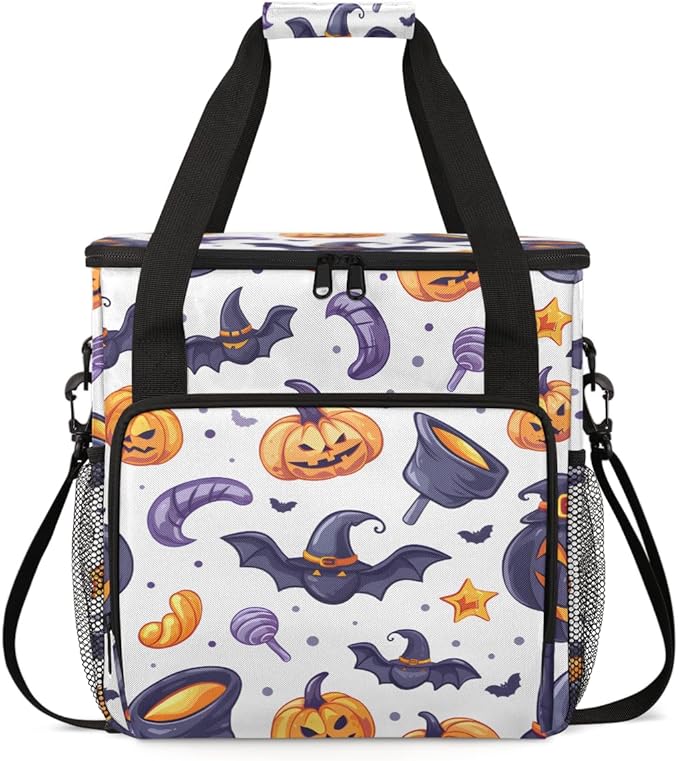 Gothic Pumpkin Coffee Maker Carrying Bag Glowing Pumpkin Travel Storage Bag Compatible with K-Mini or K-Mini Plus Single Serve Coffee Brewer Carrying Case with Multiple Pockets &amp Shoulder Strap