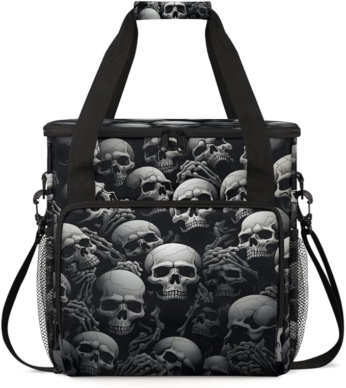 Skull Skeleton Coffee Maker Carrying Bag Portable Travel Storage Tote Bag Compatible with K-Mini or K-Mini Plus Single Serve Coffee Brewer Carrying Case with Multiple Pockets &amp Shoulder Strap