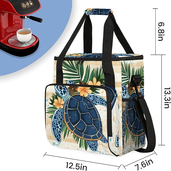 Sea Turtle Coffee Maker Travel Bag Animals Insulated Grocery Bag Travel Picnic Leakproof Cooler Bags With Shoulder Strap