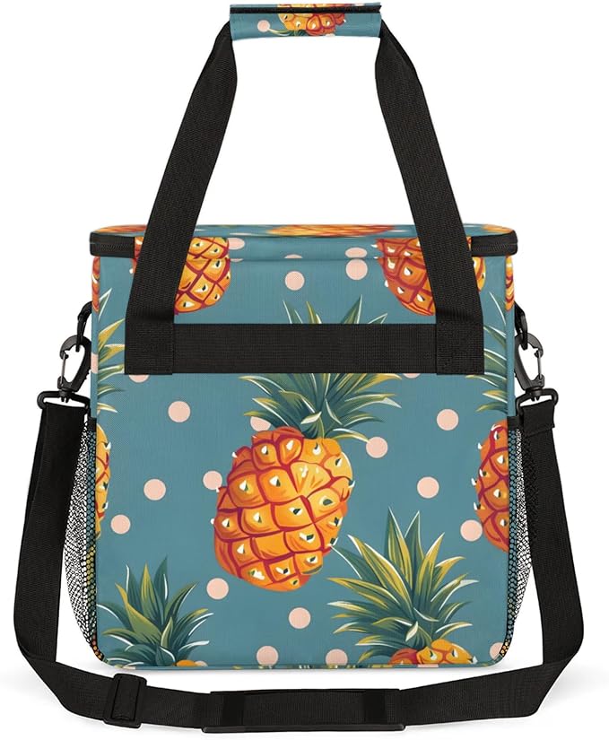 Pineapples Dots Coffee Maker Travel Bag for Keurig K-Mini/K-Mini Plus Insulated Waterproof Tote with Pockets for K-Cup Portable Single-Serve Brewer Case