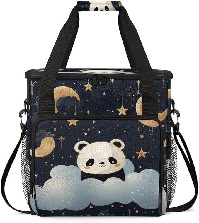 Panda Coffee Maker Carrying Bag Moon and Star Portable Travel Storage Tote Bag Compatible with K-Mini or K-Mini Plus Single Serve Coffee Brewer Carrying Case with Multiple Pockets &amp Shoulder Str