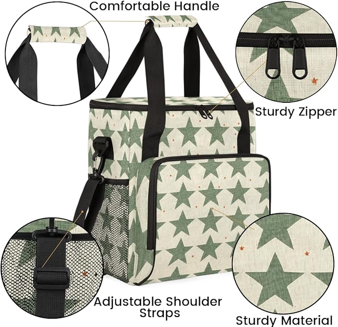 Retro Green Star Coffee Maker Carrying Bag Portable Travel Storage Tote Bag Compatible with K-Mini or K-Mini Plus Single Serve Coffee Brewer Carrying Case with Multiple Pockets &amp Shoulder Strap