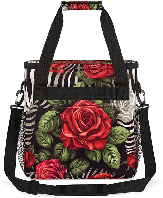 Zebra Print Roses Coffee Maker Travel Bag for K-Mini or K-Mini Plus Single Serve Coffee Brewer Portable Storage Tote Case for Tarvel