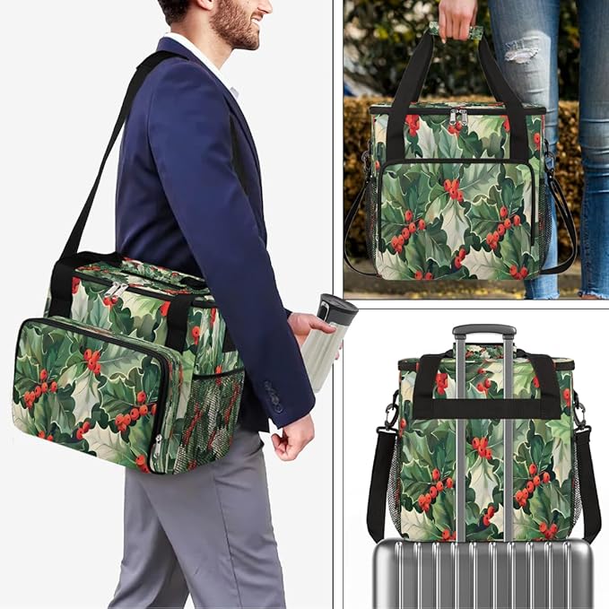 Christmas (734) Coffee Maker Carring Bag Travel Carrying Storage Tote Bag Compatible with Keurig K-Mini or K-Mini Plus Portable Single Serve Coffee Brewer Case with Pockets for K-cup Pods