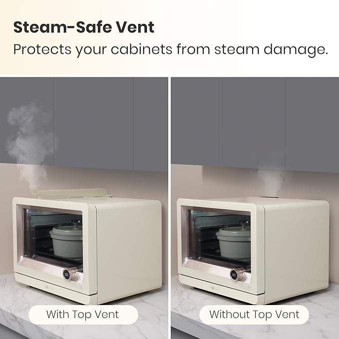 VAL CUCINA 7-in-1 Steam Convection Oven Countertop with Air Fry Bake Sous Vide Ferment Built-in Recipes | Anti-Scalding Self Clean Food-grade Stainless Steel Cavity &amp Accessories | 1500W
