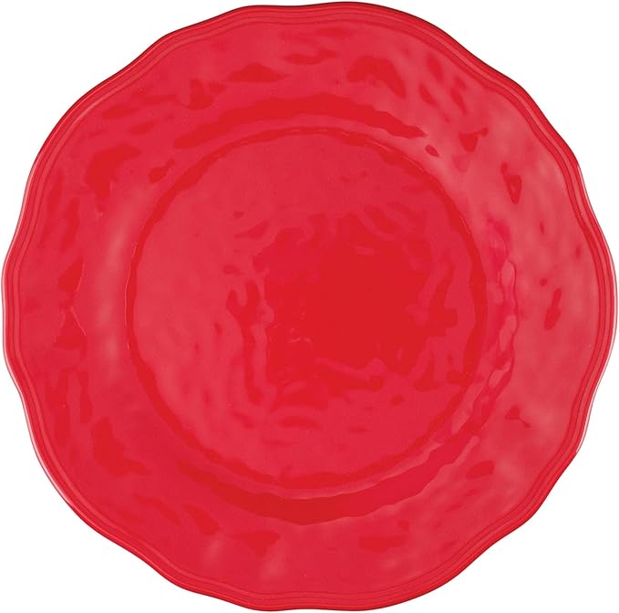 UPware 16 Piece Holiday Red Melamine Dinnerware Sets Outdoor Dishes Set Plates and Bowls Sets Christmas Decorations Service for 4 Red