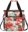 Christmas Flowers Coffee Maker Carrying Bag Oil Painting Flowers Travel Storage Bag Compatible with K-Mini or K-Mini Plus Single Serve Coffee Brewer Carrying Case with Pockets &amp Shoulder Strap