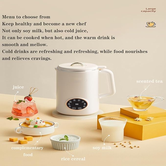 Mini Soybean Milk Maker Portable Soy Milk Machine with 8 Functions Juicer Maker Free Filtering Self Cleaning for Household Green