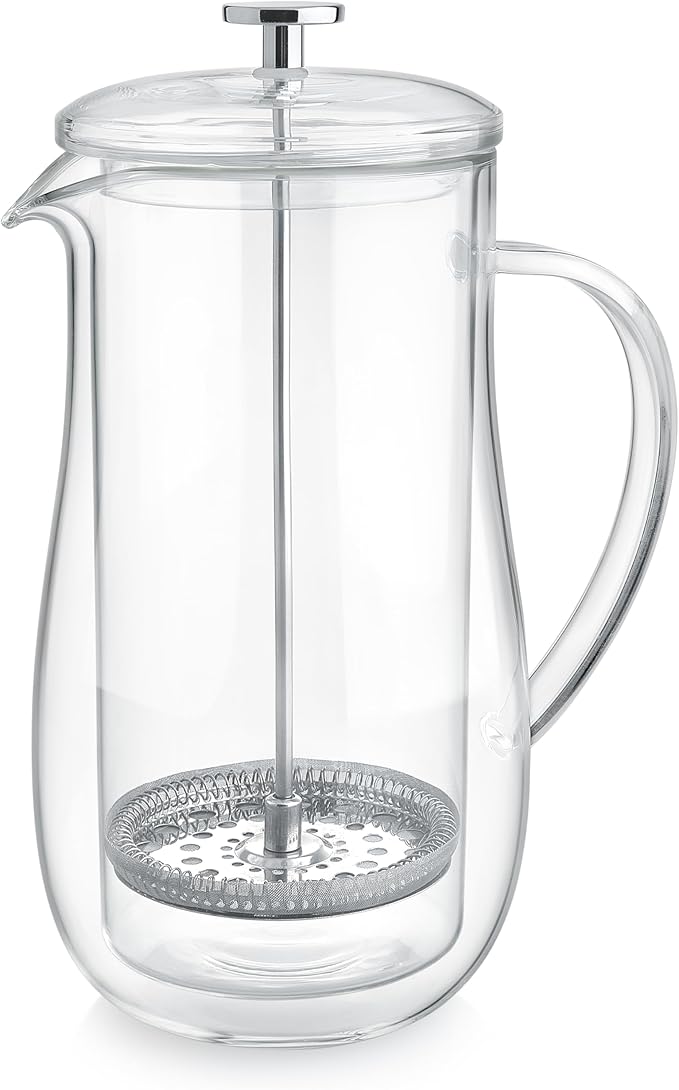 Teabloom Insulated Double-Walled Glass French Press – 100% Plastic-Free Tea &amp Coffee Press for Pure Rich Flavor | 34 oz Precision Brewer | Connoisseur's Choice