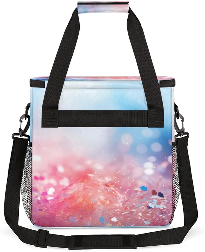 Glitter Flower Coffee Maker Carrying Bag Portable Travel Storage Tote Bag Compatible with K-Mini or K-Mini Plus Single Serve Coffee Brewer Carrying Case with Multiple Pockets &amp Shoulder Strap