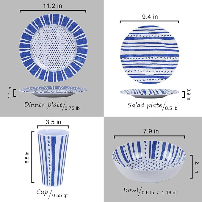 Melamine Dinnerware Set for 4-16 Pcs:Camping Dishes Set with Dinner PlatesSalad PlatesCups and Bowls.Lightweight and Unbreakable.Indoor and Outdoor Use. flower 10