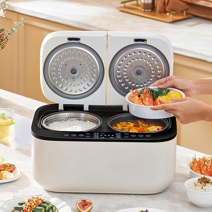 Rice Cookers Multi-Functional Double-Bladder Rice Cooker Household 5L Intelligent Touch Screen Double Spelling Steaming Rice Cooker Rice Maker