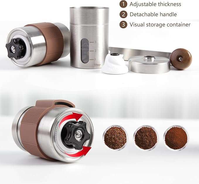 LHS Pour Over Coffee Maker Set - All in One Pour Over Coffee Kit Travel Pour Over Coffee Dripper Manual Coffee Maker Set Grinder Brewer Dripper and Cup Set Anniversary Birthday Gift Sets