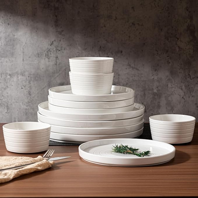 Dinnerware sets plates and bowls sets modern platesCeramic Dinnerware Sets12 Pieces Porcelain Lightweight PlatesScratch Resistant Dish Set (style - 10 4 - Set (12pcs))