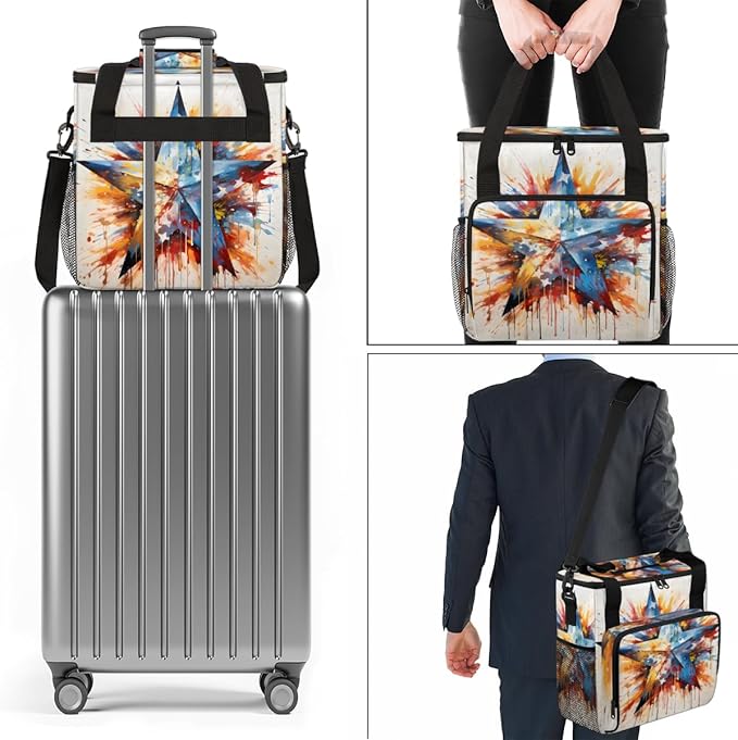 4th of JulyIlluminations Coffee Maker Carrying Bag Travel Storage Bag Compatible with K-Mini or K-Mini Plus Single Serve Coffee Brewer Carrying Case with Multiple Pockets &amp Shoulder Strap