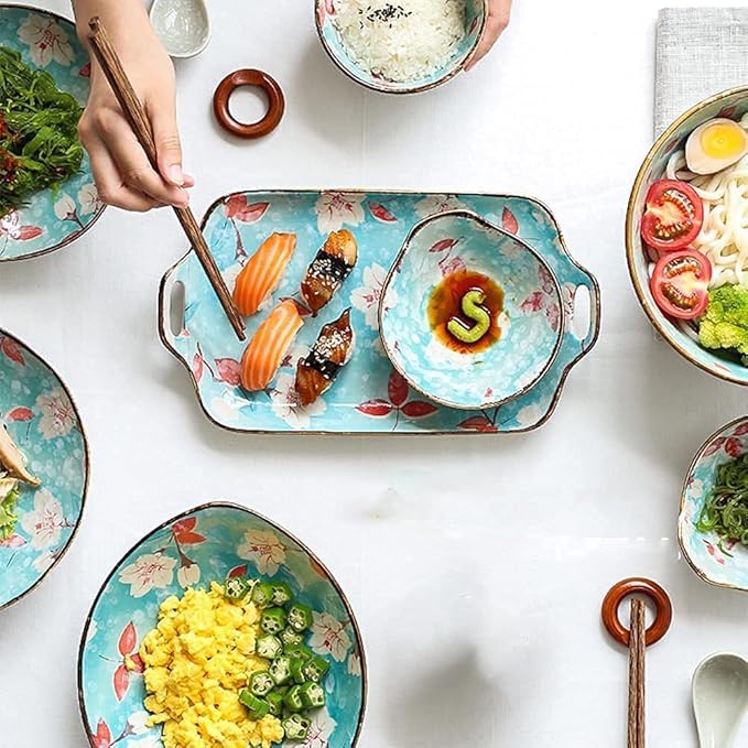 Dinnerware Set Luxury Family Dinner Service Set 11 Pcs Dinnerware Sets Porcelain Tableware Set with Plates Dishes and Bowls Ceramic Dinner Set Microwave and