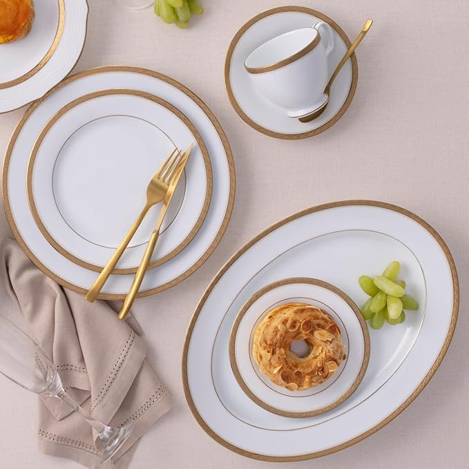 Noritake Charlotta Gold 60-Piece Value Set Service for 12 in White