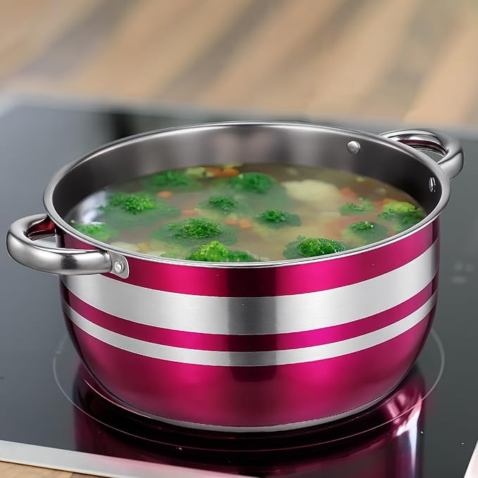 Generic 4pcs Stainless Steel Pot Set with Lids and Antiscald Handles Induction Compatible Stock Pots for Soup Seafood Canning and Catering Even Heat Distribution Polished Cookware