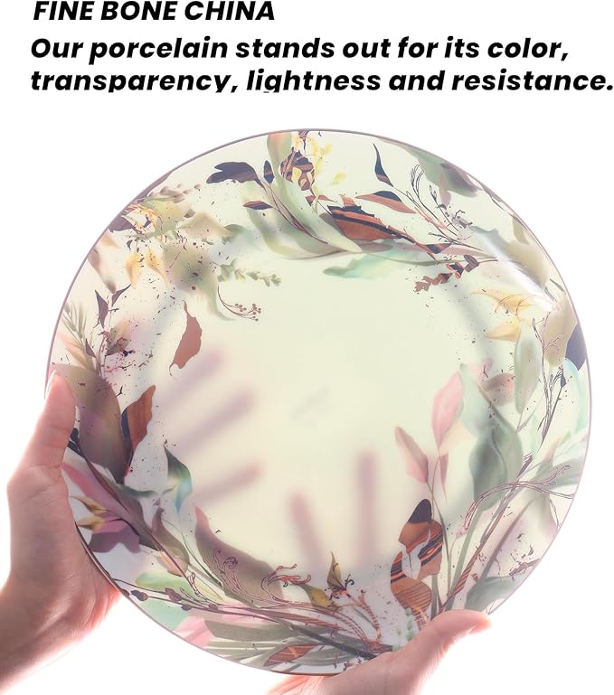 Pink &amp Gold Plates and Bowls Sets Dishes Set for 4 Ceramic Plates and Bowls Set Service for 4 Bone China Dinnerware Set Salad Dessert Plates and Cereal Bowls Set Microwave safe by KOKEN