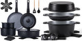 Ammeloo 18 Pcs Pots and Pans Set Non Stick &amp Ammeloo 8-Piece Ceramic Cooking Pot Set