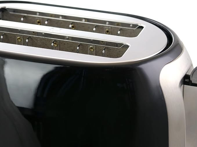 Unknown1 Cool Touch Wide-Slot Toaster- Black Removable Crumb Tray