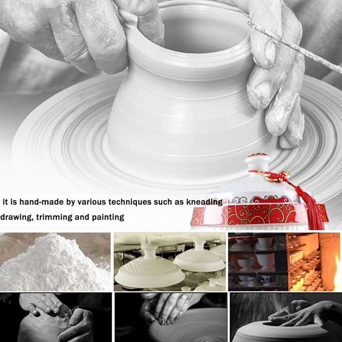 Chinese Ceramic Rice Bucket Large Grain Dispenser Food Storage Container with Lid Sealed Rice Storage Jar for Noodles Rice Snacks(30x36cm(12x14inch) F)