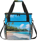 Summer Time Landscape Coffee Maker Travel Bag for Keurig K-Mini/K-Mini Plus Insulated Waterproof Tote with Pockets for K-Cup Portable Single-Serve Brewer Case
