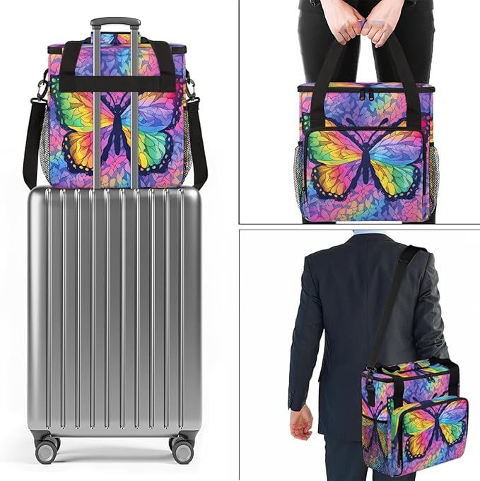 Dreamy Butterfly Coffee Maker Carrying Bag Abstract Butterfly Travel Storage Bag Compatible with K-Mini or K-Mini Plus Single Serve Coffee Brewer Carrying Case with Multiple Pockets &amp Shoulder S