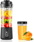 Portable Blender for Smoothies and Shakes 2 Portable Blender Cups 17 &amp10 oz Cordless Personal Small Blender with Straw Brush&ampLid USB-C Rechargeable Quiet Mini Travel Blender Black