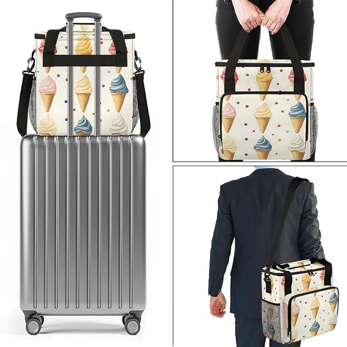 Ice Cream Coffee Maker Travel Bag Food Insulated Grocery Bag Travel Picnic Leakproof Cooler Bags With Shoulder Strap