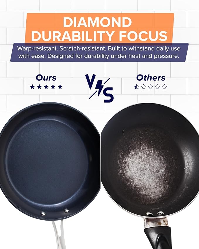 Nuwave Healthy G11-Pots and Pans Set Non Stick 9H Near-Diamond Hardness Scratch-Resistant Works on All Stovetops PFAS Free with Frying Pans Saucepans &amp Glass Lids Stay-Cool Handles Copper