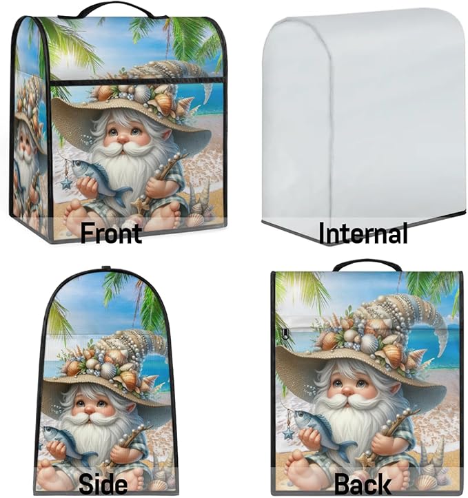 cfpolar Kitchen Aid Mixer Cover Compatible with 6-8 Quarts Gnome Palm Trees Stand Mixer Cover Kitchen Aid Mixers Accessories Appliance Organizer Bag Dust Covers with Zipper Pocket