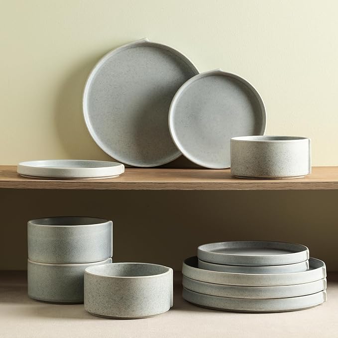 Stone Lain Bao 12-Piece Dinnerware Set Stoneware Blue-Grey