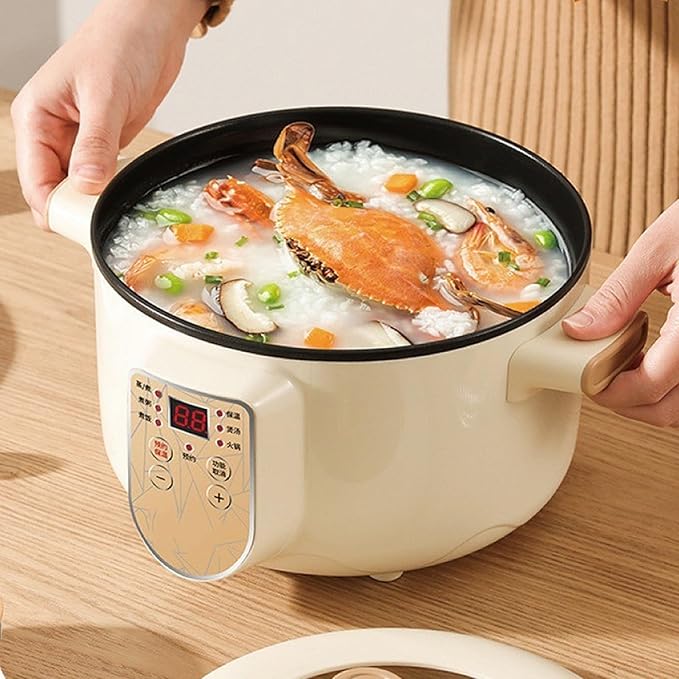 GRFIT Electric Rice Cooker Non-Stick Electric Saute Pot Smart Rice Cooker Soup Pot Cook Noodle Pot 2/3 People Electric Hot Pot (Color : No Steamer White Size : 2L)