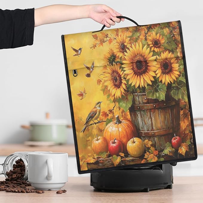 cfpolar Kitchen Aid Mixer Cover Compatible with 6-8 Quarts Pumpkin Sunflower Birds Stand Mixer Cover Kitchen Aid Mixers Accessories Appliance Organizer Bag Dust Covers with Zipper Pocket