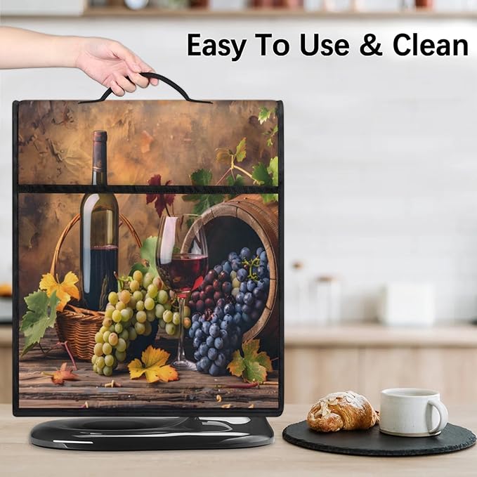 Kitchen Aid Mixer Cover Grapes Wine Fruit Stand Mixer Cover Compatible with 6-8 Quarts Stand Mixers Dust Covers with Zipper Pocket Foldable Washable Kitchen Aid Organizer Bag