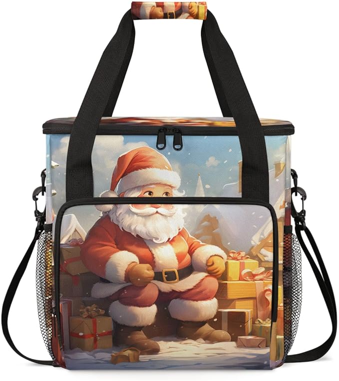 Colorful Santa Claus Coffee Maker Carrying Bag Magical Santa Claus Travel Storage Bag Compatible with K-Mini or K-Mini Plus Single Serve Coffee Brewer Carrying Case with Pockets &amp Shoulder Strap