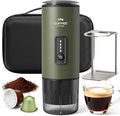 Portable Espresso Maker 3 in 1 Coffee Maker Set with Carrying Bag and Coffee Stand Coffee Machine Works with Ground Coffee &amp Capsule Pod Self-Heating Brewer with USB-C for Travel Hiking Offic
