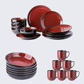 Ceramic Dinnerware Sets of 6Plates and Bowls SetsHandmade Reactive Glaze Dishes SetChip Resistant and Scratch Resistant | Oven&ampDishwasher &amp Microwave SafeService for 6-Green (30PCS)