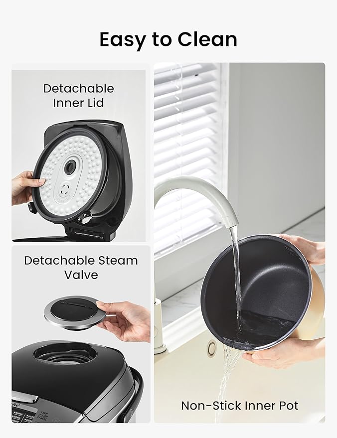 COMFEE' Rice Cooker 12 Cups Cooked/6 Cups Uncooked Portable Non-Stick Rice Maker Japanese Rice Cooker with Fuzzy Logic Technology 24-Hour Timer Delay 11 Presets Steamer Fast Cooker Grain Cooker