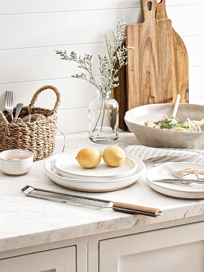 LE TAUCI Dinnerware Sets 12 PCS Ceramic Plates and Bowls Set For Housewarming (28 oz Cereal Bowl+ 8 Salad Dish+10 Dinner Plate) x 4 Oven safe Arctic White
