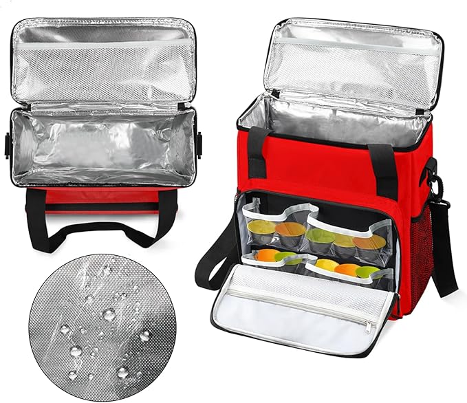 Red Coffee Maker Carrying Bag Waterproof Insulated Leakproof Cooler Bag Portable Storage Tote Bag Organizer With Shoulder Strap