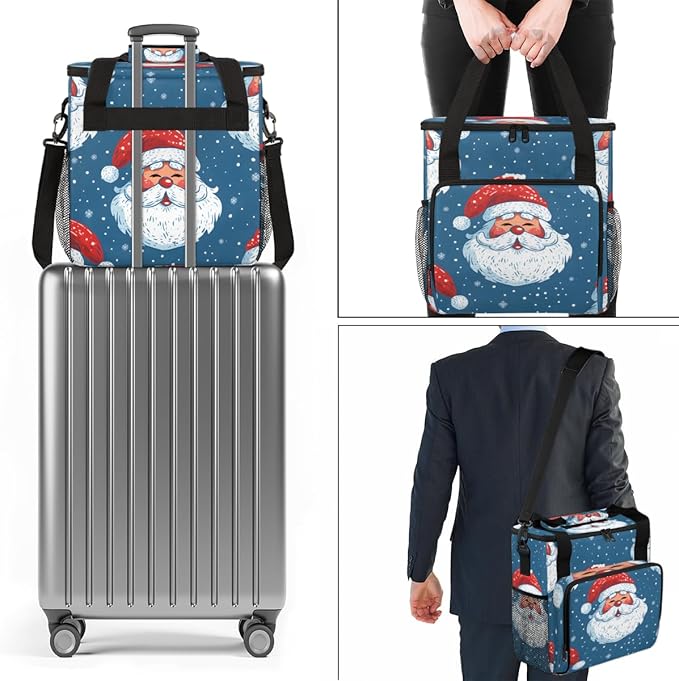 Dreamy Santa Claus Coffee Maker Carrying Bag Cute Santa Claus Travel Storage Bag Compatible with K-Mini or K-Mini Plus Single Serve Coffee Brewer Carrying Case with Multiple Pockets &amp Shoulder S